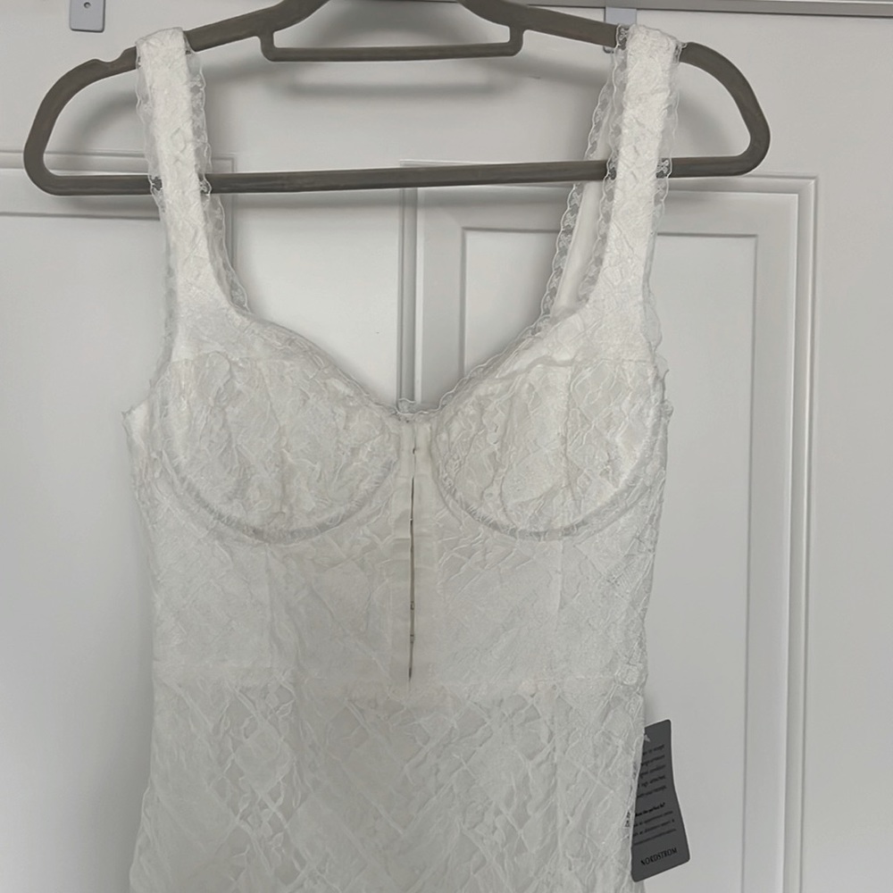 ASTR The Label White Lace Corset Midi Dress with Slit - Picture 3 of 3